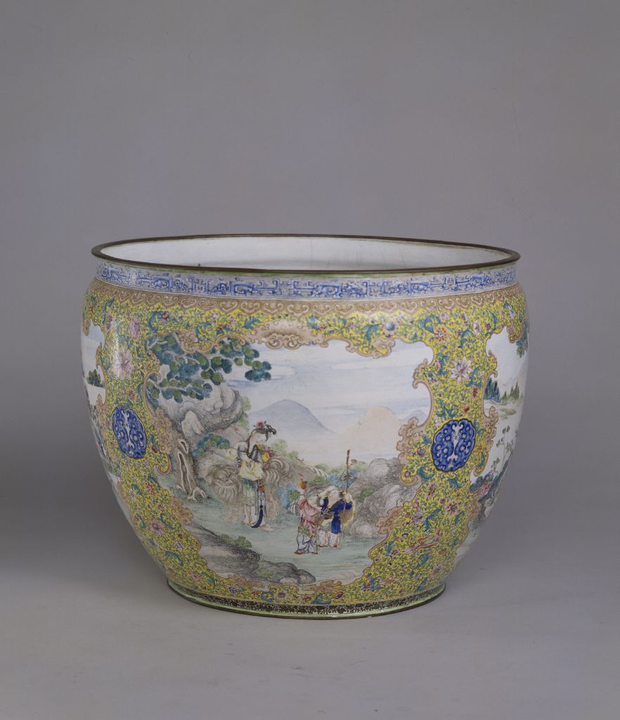 图片[2]-Enamel painting, landscape and figure painting tank-China Archive